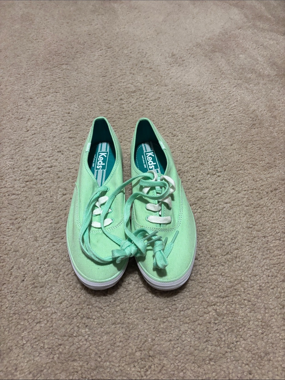 Keds Light Green Canvas Lace-Up Sneakers